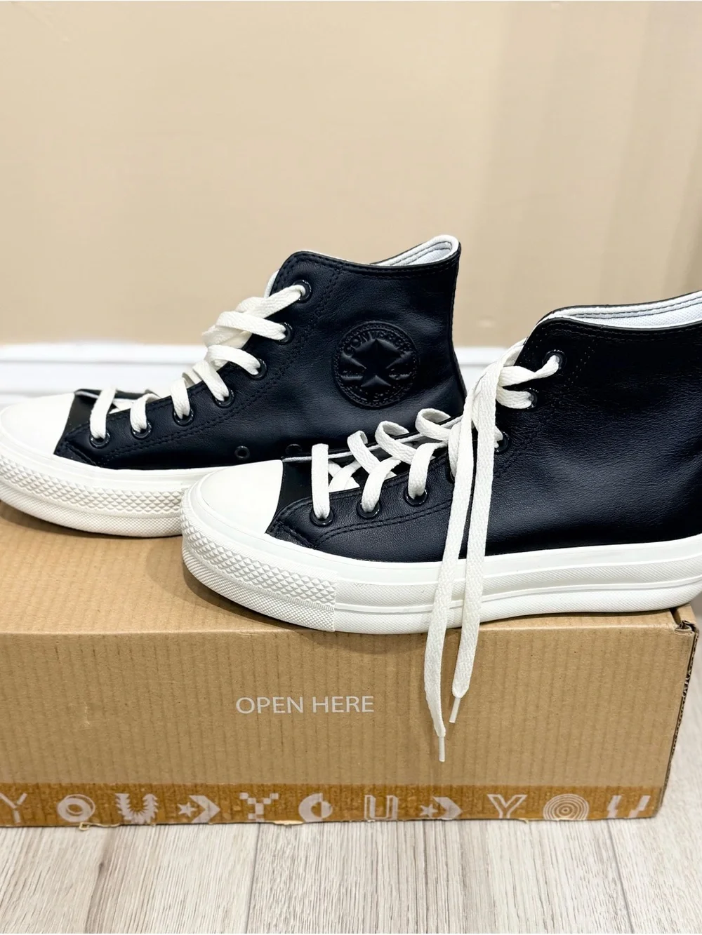 Converse By You Custom Leather Platform High Top Sneakers